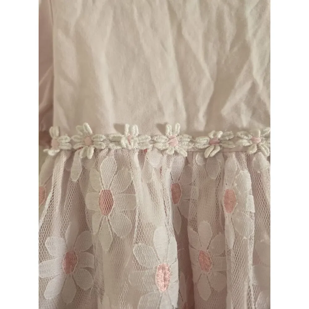 Vintage Jo Lene Pink Floral Lace Girls Dress Size 6x Tea Party Cottage Prairie - Picture 3 of 9